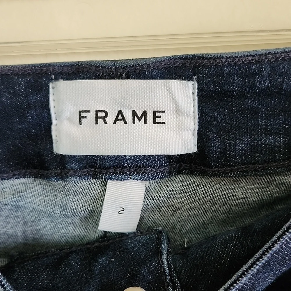 Frame Le One Skinny dark wash jeans women's size 2 organic cotton stretch jeans - Picture 4 of 9